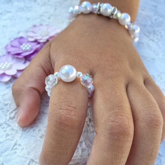 Little Girl Ring White Pearl Ring Toddler Gift for Girls Etsy