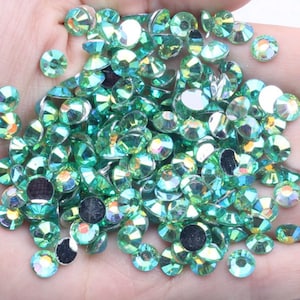 AB Lt Green / Resin - 1000 2mm 3mm 4mm 5mm or 100 6mm Resin / Silver Back Flatback Rhinestones Nail Art / DIY Deco Bling Kit Embellishment