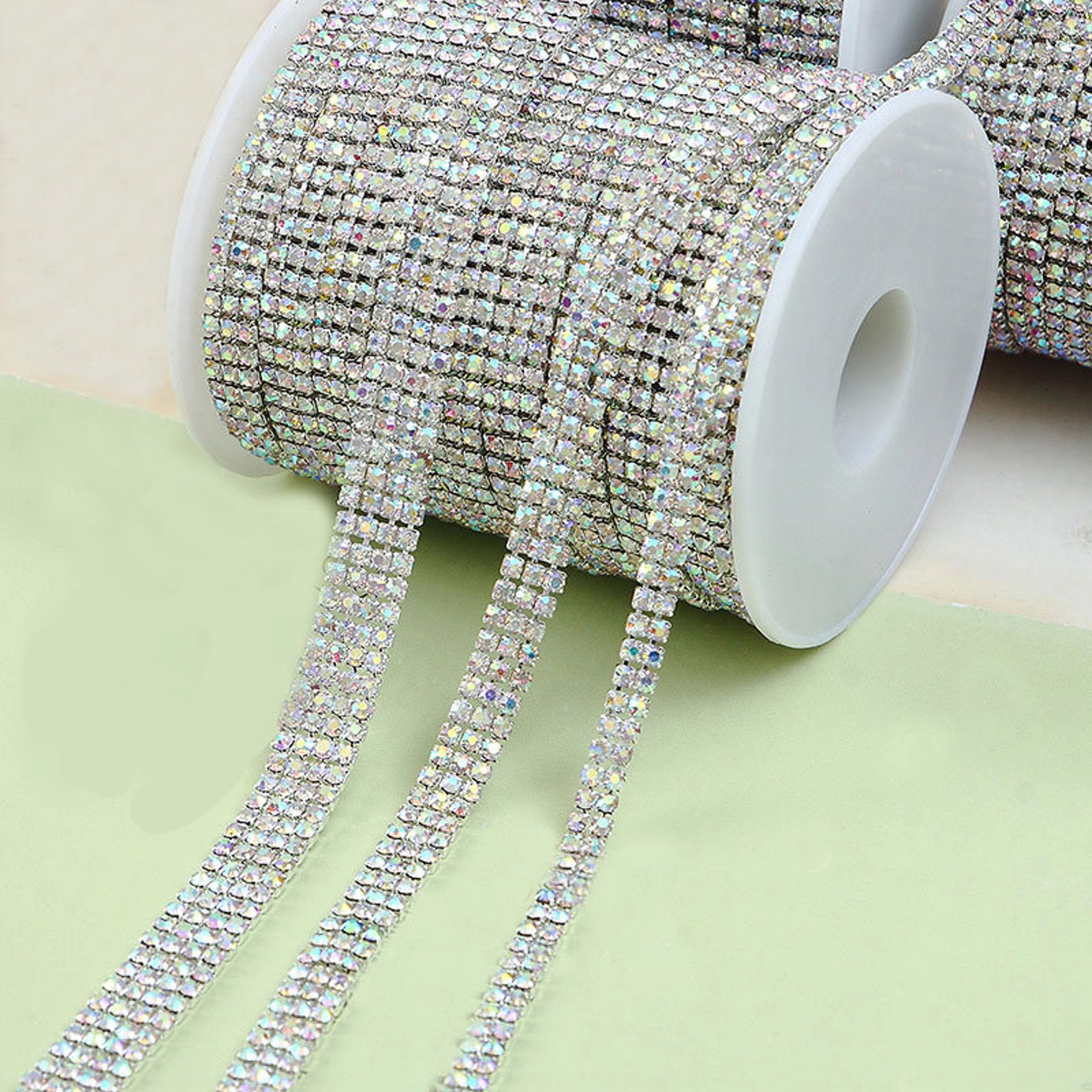 Clear Rhinestone Trims AB Clear Rhinestone Trim - Crystal Trim - Rhinestone Chain - Silver ...