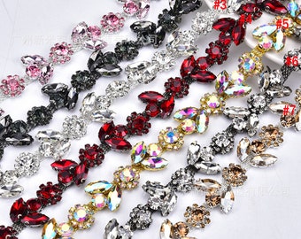 Big Rhinestone Trim  - Crystal Trim - Rhinestone Chain - Silver Plated Rhinestone trim - 1 row  0.5 Yard