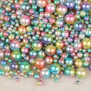 500 pieces NEW Rainbow Multitone Round Faux Pearls  3mm- 10mm Diy Embellishments Mix Sizes Round resin Pearl Cabochons Nail Art