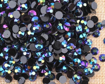 AB Black - 1000 2mm 3mm 4mm 5mm or 100 6mm Jelly AB Flatback Resin Rhinestones Candy Cab Nail Art / DIY Deco Bling Kit Embellishment