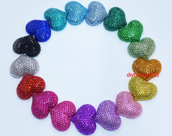 1 pc Fully Blinged out Heart Resin Flatback Cabochon Rhinestone Bling Bling Decoden Piece for your craft projects
