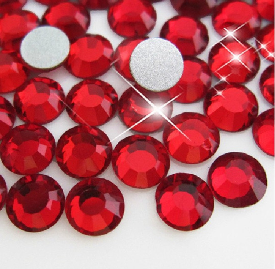 Smooth Red Rhinestone Red -- Crystal Glass Rhinestones Flatback High Quality No Hotfix Size ...