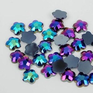 AB de zwarte--8mm - 50 stuks hars Flatback bloem vorm Gems