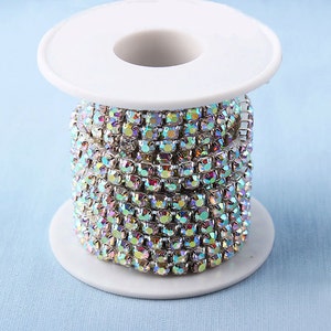 4.5mm AB duidelijk grote Rhinestone Trim SS18 - Crystal Trim - Strass ketting - Silver Plated Rhinestone trim - 1 nld 1 werf