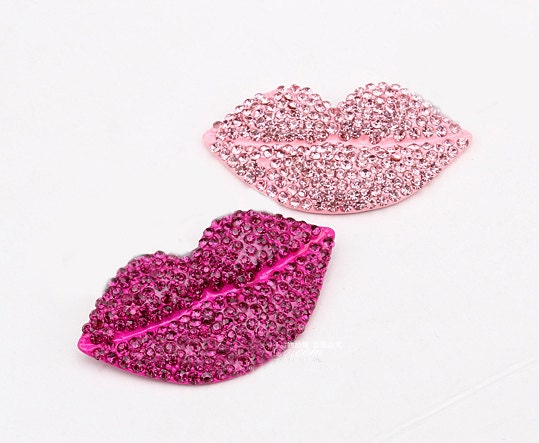 1 Piece lips Alloy Rhinestone Bling Bling Decoden Piece for your craft projects