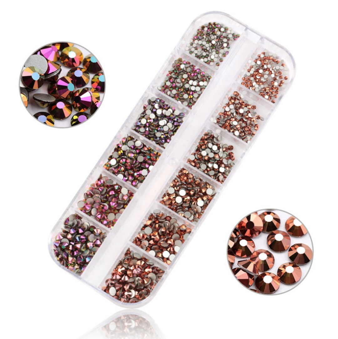 2000 Pieces 2 Colors in Box High Quality Flat Back Glass Rhinestones ...