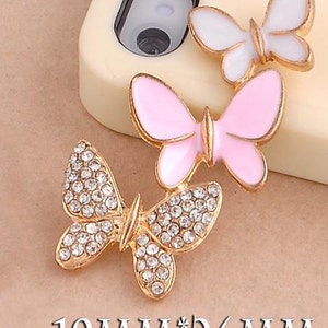 3 Butterflies Flat Back Alloy Rhinestone Bling Bling Decoden Piece for Craft