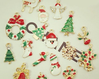 10 pcs lot mixed Christmas Small Charm Flatback bling bling Alloy deco pieces