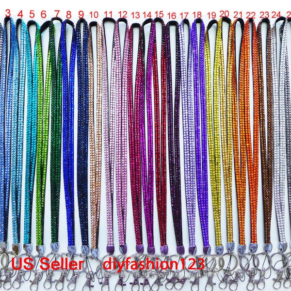 Sale !! 1 pc New Rhinestone Bling Crystal Lanyard for ID Badge Cell Phone Key Chain Holder