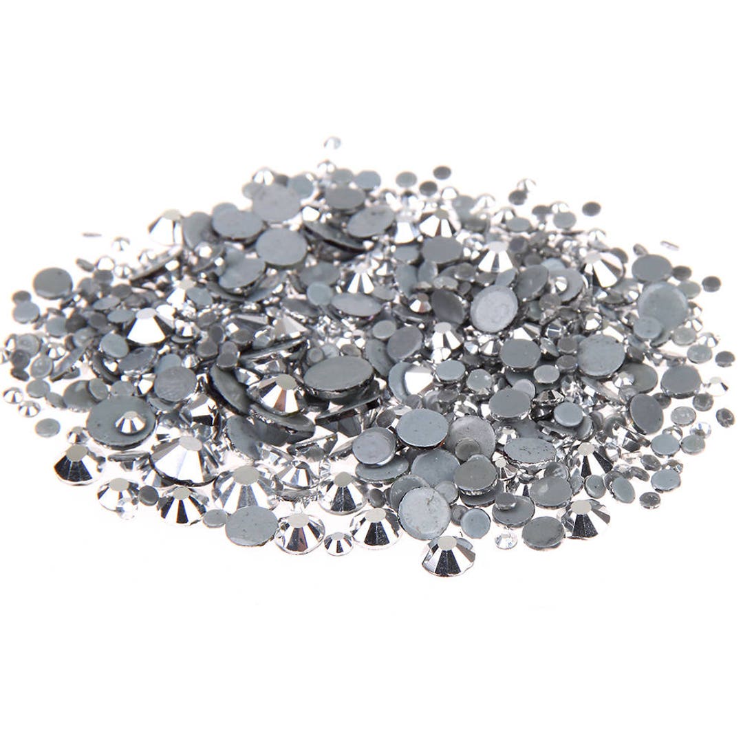 Silver -- 4000 Pcs Assorted 8 Sizes Crystal Glass Rhinestones Flatback ...