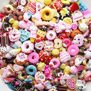 50 pcs mixed lot Food Sweet Treats Kawaii Flatback Resin Cabochons