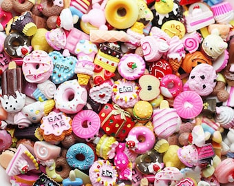 50 pcs mixed lot Food Sweet Treats Kawaii Flatback Resin Cabochons