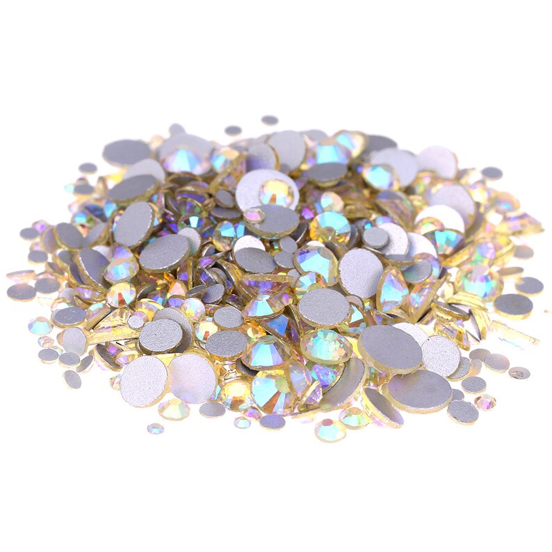 AB Light Yellow 5000 pcs Assorted 8 Sizes Crystal Glass Rhinestones Flatback High Quality no hotfix Wholesale Pack Lot