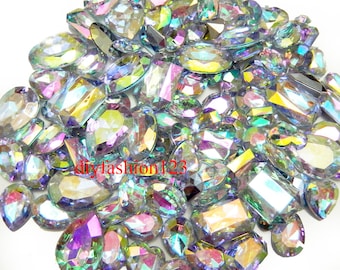 AB Clear --- 30 pcs Mixed Sizes Cut Back Gems for Diy Project