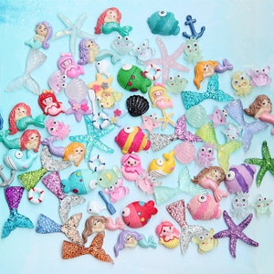 20 pcs Assorted mixed Wholesale Lot Ocean Under the Sea Color Cute Kawaii Flatback Resin Cabochons