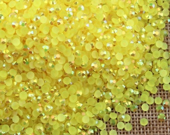 AB Lemon Yellow - 1000 2mm 3mm 4mm 5mm or 100 6mm Jelly AB Flatback Resin Rhinestones Candy Cab Nail Art / DIY Deco Bling Kit Embellishment