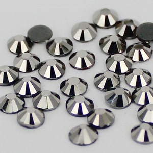 Silver Black -- Hotfix Iron On Rhinestones Glass Rhinestone Flatback Wholesale Pack Best Quality SS6 SS10 SS16 SS20 Choose Your Size