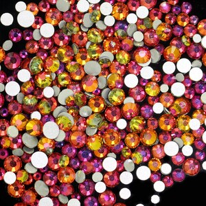 Nieuwe AB Fire Orange--assorti 5000 stuks 8 maten Crystal Glass steentjes Flatback hoge kwaliteit geen hotfix Wholesale Pack veel