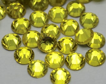 12pc 7mm Golden Shadow Brilliance Hot Fix Rhinestones - Flat Back Austria Crystal