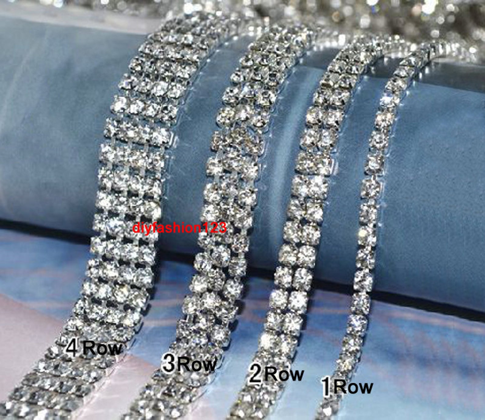 Clear Rhinestone Trims AB Clear Rhinestone Trim - Crystal Trim - Rhinestone Chain - Silver ...