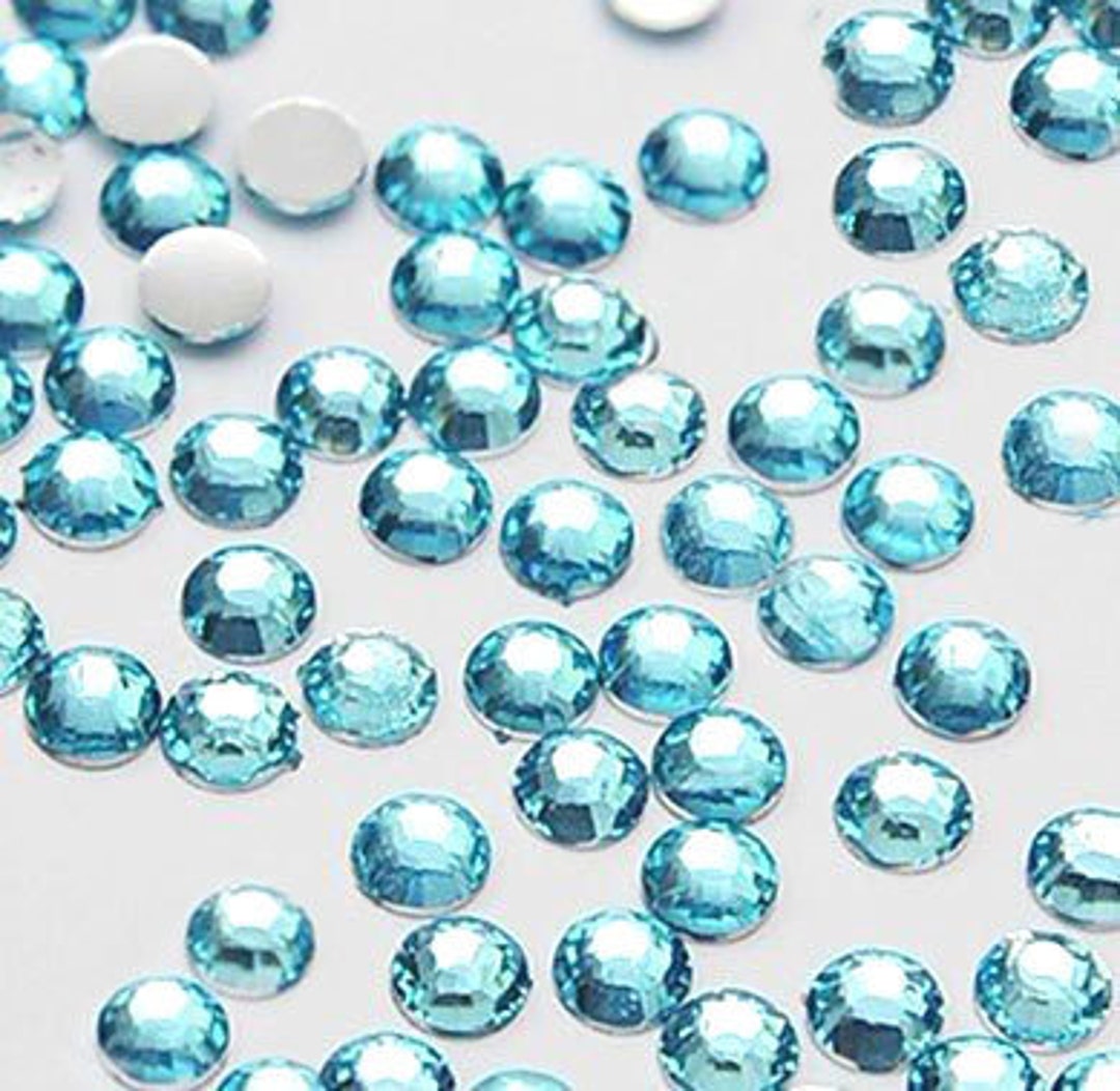 5mm 500 Pieces Round Flat Back 14 Facet Cut Rhinestones ---- Lake Blue ...