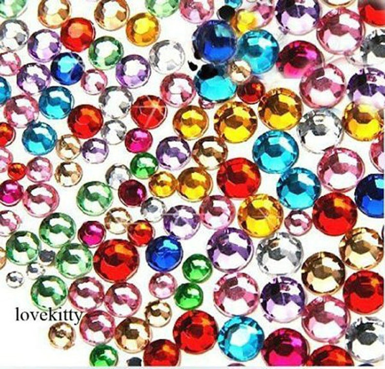20g sold by weight 2mm - 7mm Mixed Colors /& Mixed Sizes Flat back Rhinestones Round 14 Cut