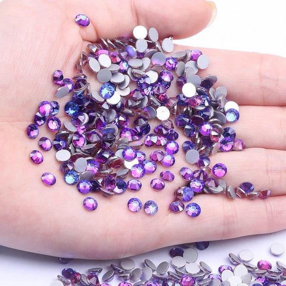 New Purple glass stones -- 5000 pcs Assorted 8 Sizes Crystal Glass  Rhinestones Flatback High Quality no hotfix Wholesale Pack Lot