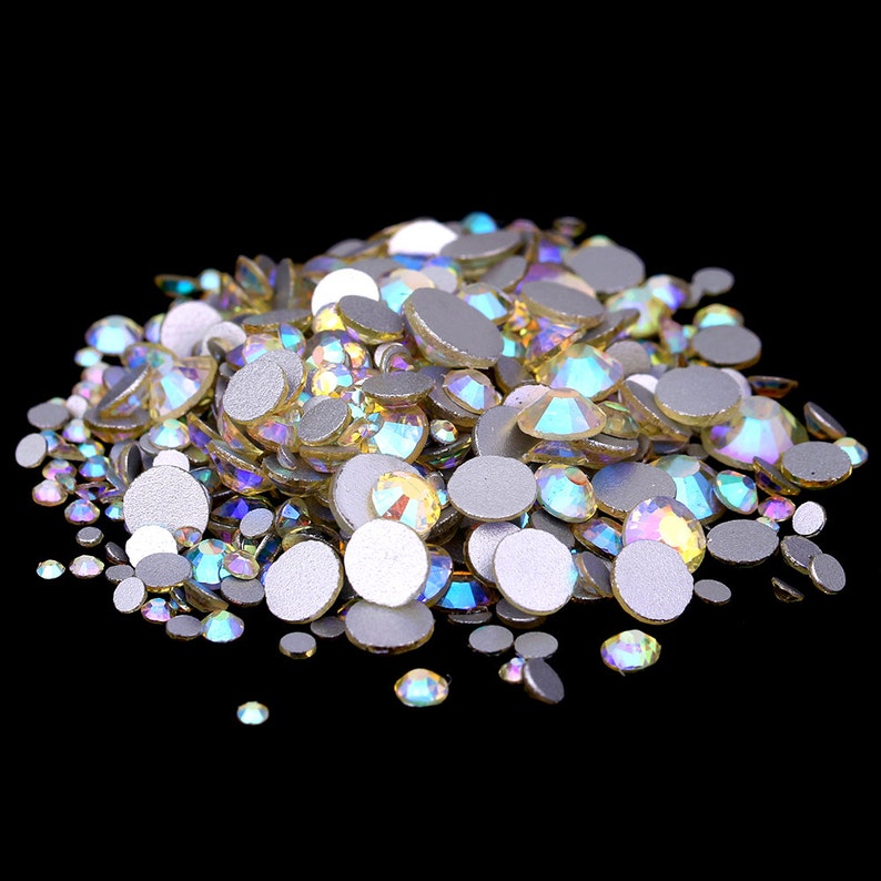 AB Light Yellow 5000 pcs Assorted 8 Sizes Crystal Glass Rhinestones Flatback High Quality no hotfix Wholesale Pack Lot