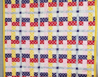 Handmade 100% Cotton Quilt Blanket – Crib or Lap Size | Soft Patchwork Baby Quilt | Cozy Throw | GG Designs