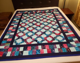 Handmade 100% Cotton Quilt Lap Size or Wall Decor | Patchwork Wall Hanging Quilt | Cozy Throw | GG Designs