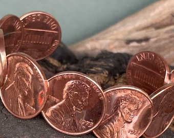 Penny Bracelet Vintage Copper genuine coins pick a year. Soldered not glued. Cuff penny bracelet. Pennys