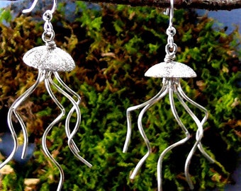 Jellyfish Earrings Sterling Silver Hand Fabricated