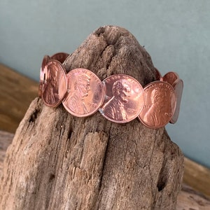 Penny Bracelet Vintage Copper genuine coins pick a year. Soldered not glued. Cuff penny bracelet. Pennys image 4