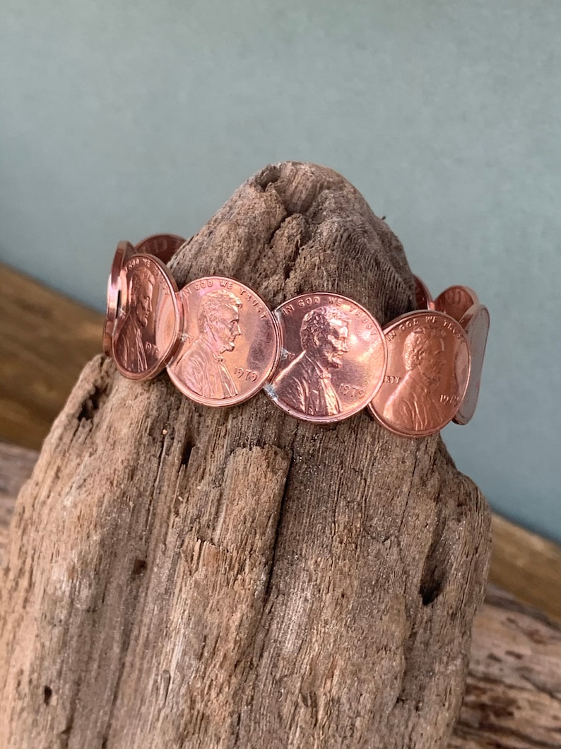 Penny Bracelet Vintage Copper genuine coins pick a year. Soldered not glued. Cuff penny bracelet. Pennys image 4