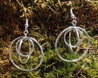 Hoop  Earrings Orbital Pivoting Sterling Silver on  French Wires