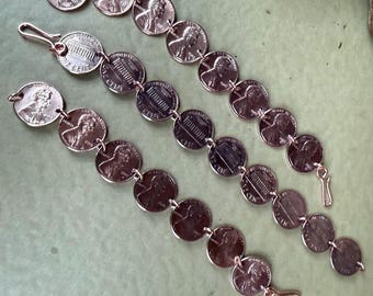 Penny Bracelet made with genuine coins. Pick a year. Link penny bracelet. Including story about the last pennies made. Heart only on 2025