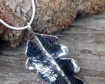 Oak Leaf Pendant Sterling Silver hammered