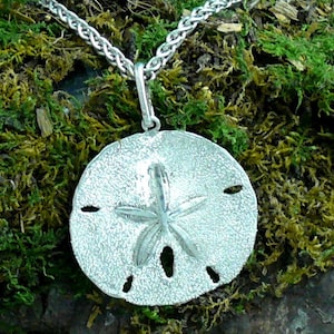 Sand Dollar Pendant Sterling Silver, With Diamond Pave&#39; tooled Texture, Large
