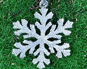 Snowflake Pendant 1.75" Sterling Silver Diamond Pave' Tooled or  Hammered finnish Snow Flake