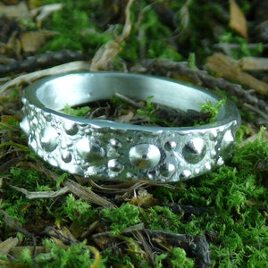Sea Urchin Ring Narrow Sterling Silver Band