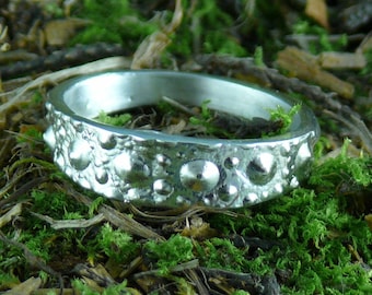Sea Urchin Ring Narrow Sterling Silver Band
