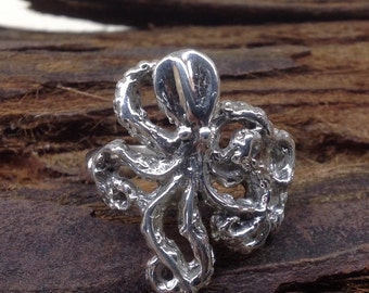 Octopus Ring Sterling Silver, Kraken, Squid