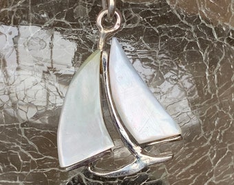 Sail Boat Pendant Sterling Silver with Mother of Pearl