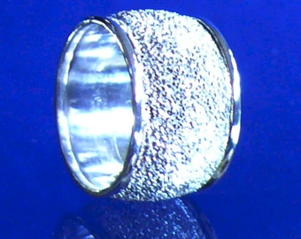 Sterling Silver Diamond Pave' Tooled Camille Wide Band Ring
