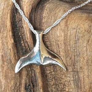 Whale Tail pendant  1 3/8” Sterling Silver