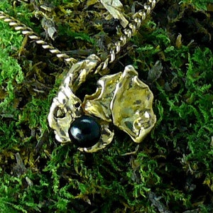 One of a Kind Water Cast 14KT Gold with Onyx 3 mm Ball
