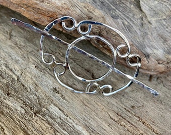 Barrette hand made of hammered Sterling Silver Wedding Jewlery, Bridal Party Gift, Bridesmaid Gift Jewelry,