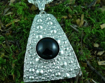 Sea Urchin and Onyx Sterling Silver Pendant